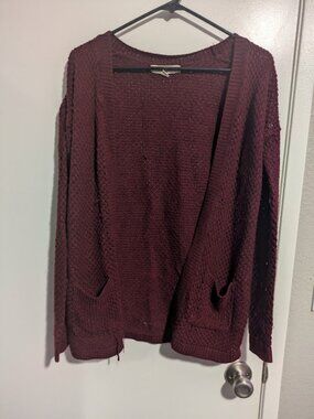 Love Change Burgundy Open-Front Knit Cardigan M